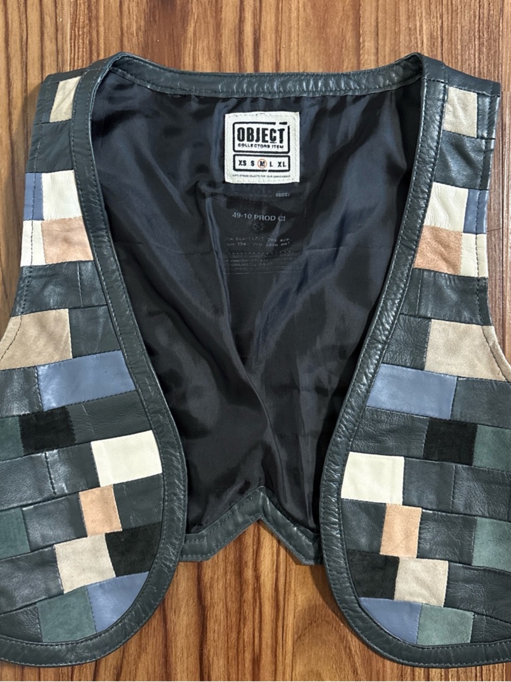 Object Collectors Patchwork Crop Leather Vest